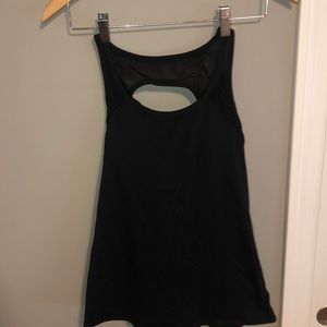 Black workout top with open back